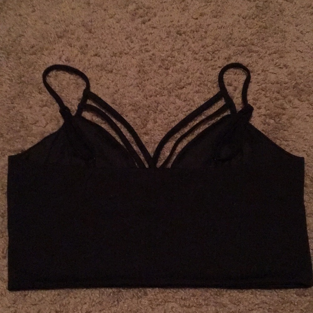NO PADDING Black Double Cross Spaghetti Strap